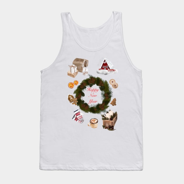 Merry Christmas Happy New Year Tank Top by Nastya Li